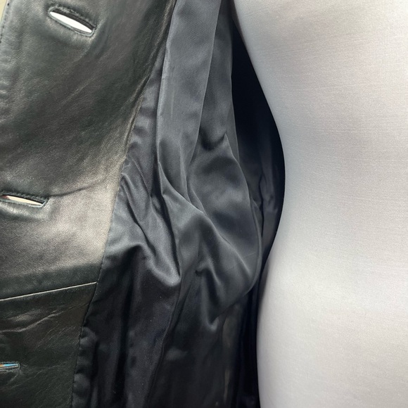 Red Kid Black Label Women's Black Belted Distressed Leather Jacket Sz Large USA - Picture 5 of 8